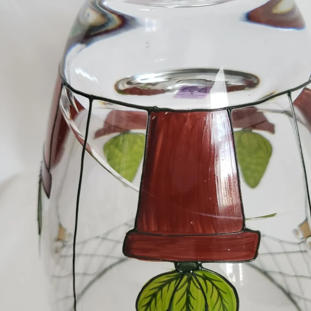 Nagel Large Vase Topiary Planter Painted Glass 9.375 in x 7.5 in Made In Germany